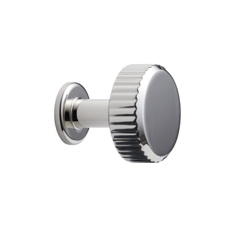 Polished Nickel "Villa" Fluted Round Knob