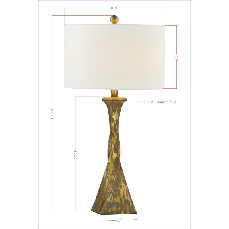 Lampe de table dorée tordue 29,5 po Kimmell