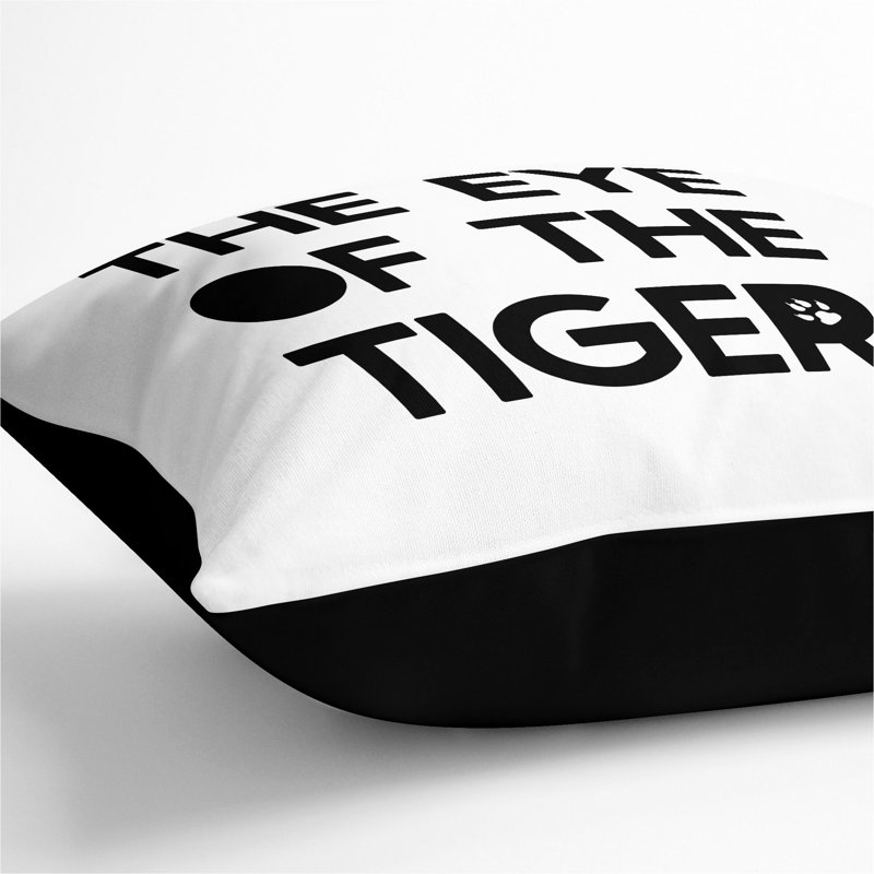 Eye of the Tiger Typography Scatter Cushion, 55cm H x 55cm W x 20cm D, Black