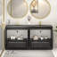 Ensemble de meuble-lavabo autoportant 70,8 po Monterey + double lavabo en acrylique noir renforcé-808941071