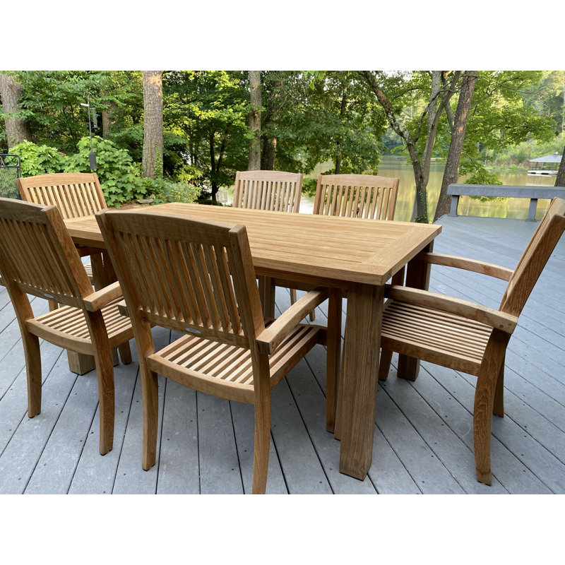 Jayliz Rectangular Teak Outdoor Dining Table, 29.5" H x 35.5" W x 63" L