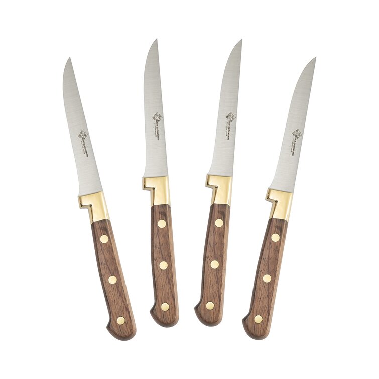 AU Nain Prince Gastronome Set of 4 Steak Knives with Rose Wood Handles