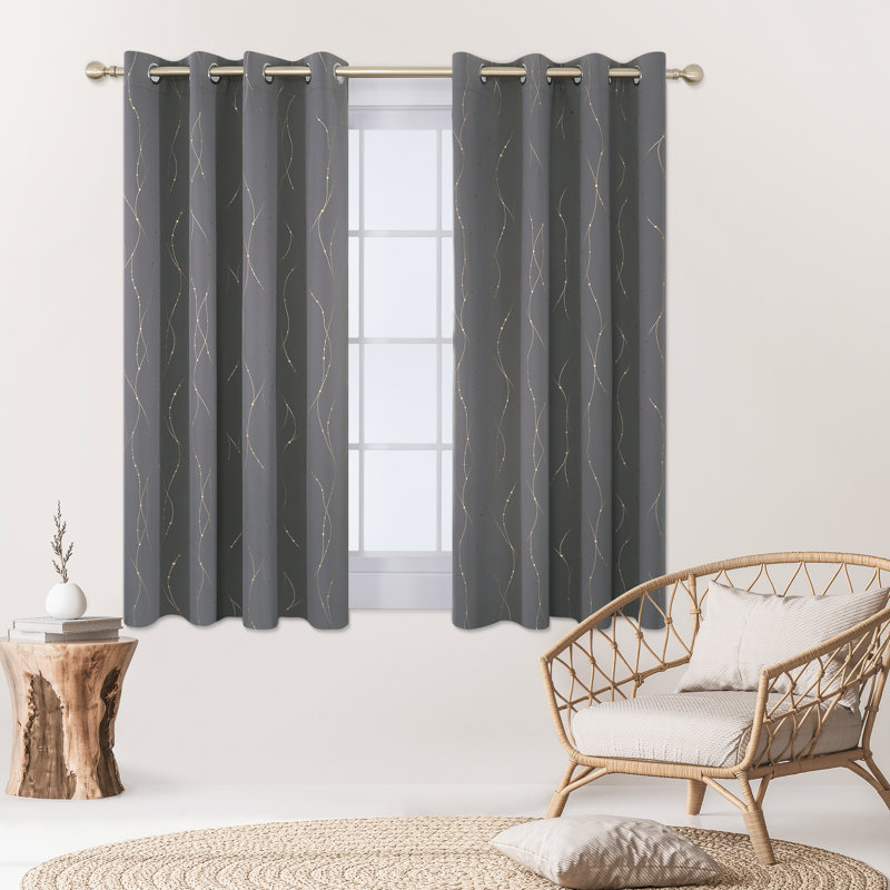 Blackout Curtain Pair, 117cm W x 138cm D, Light Grey