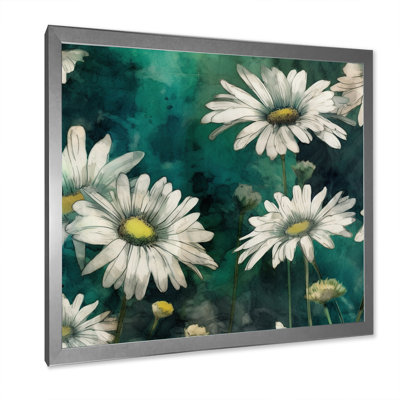 " White Teal Daisy Flower Fusion "