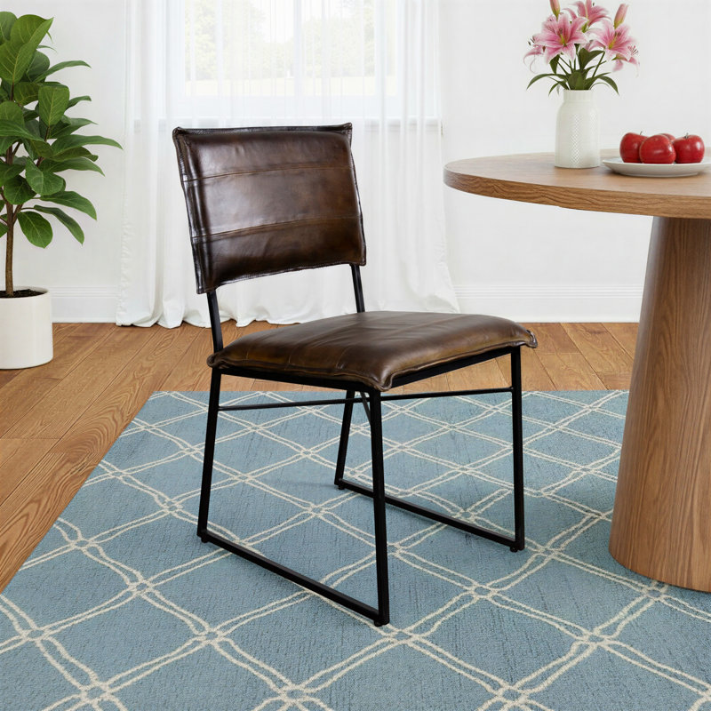 Chaise d'appoint en cuir Nilam, Marron foncé