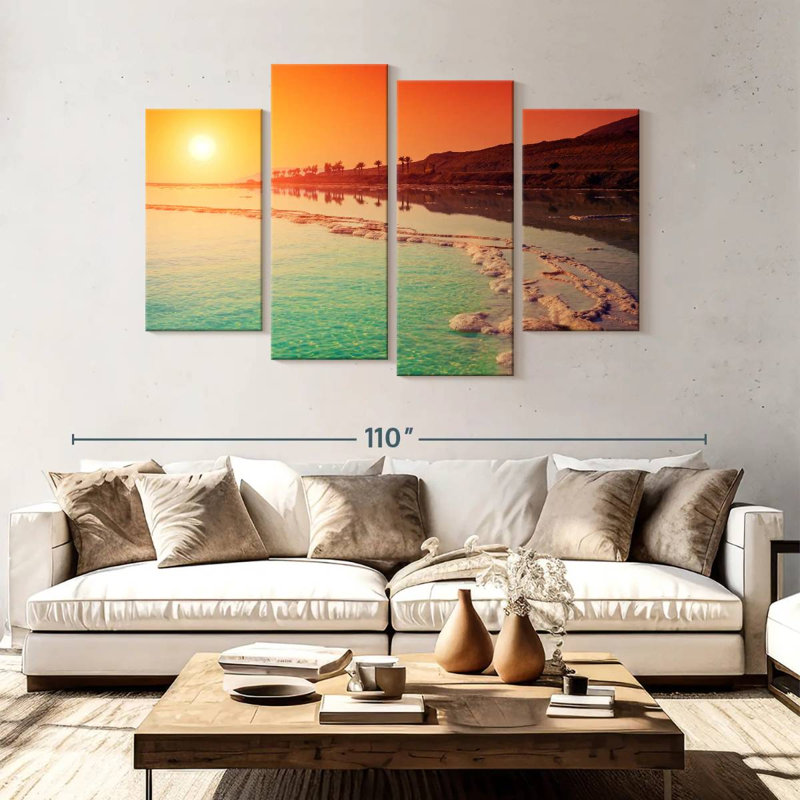 Lever de soleil sur la mer Morte Gillard, H 54 po x l 84 po