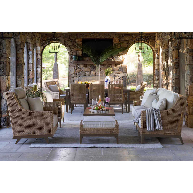 Peninsula Woven Lounge Chair, Welt + Standard fill, Light Raffia/Natural Sandalwood, Perigold Posh Sky