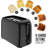 OVENTE Electric 2 Slice Toaster Machine with 6-Shade Browning Selector Setting, Compact Design and Removable Crumb Tray, 700W Power Perfect for Toasting Bread, Thin Bagels and Waffles, Black TP2210B-92661710
