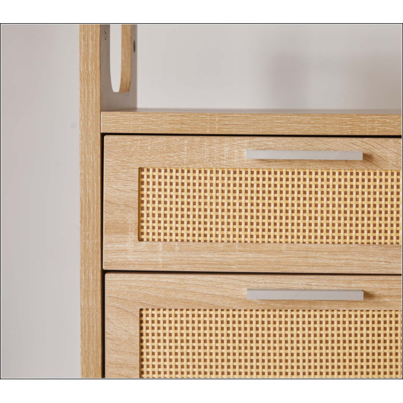 Ensemble de 2 tables de chevet avec 2 tiroirs et rangement moderne avec poignées en métal, table de bout en bois pour la chambre à coucher