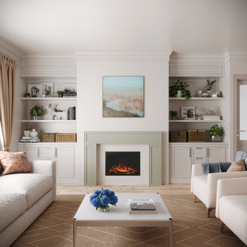Foyer électrique encastrable 26 po Highmark, Wi-Fi, compatible avec Google et Alexa, bûches et cristaux, H 17,12 po x l 26 po
