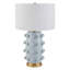 Lampe de table Farrington en céramique de 66 cm de hauteur avec abat-jour en tissu bleu fumé/blanc-448712756