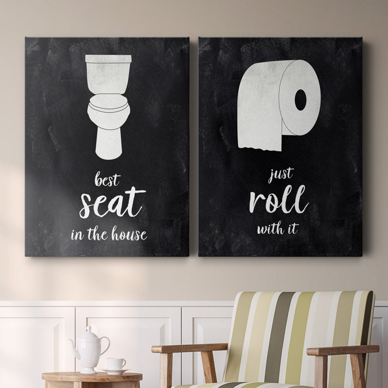 " Best Seat " 2 - Pieces, 12" H x 16" W x 1" D, Wrapped Canvas, No Mat