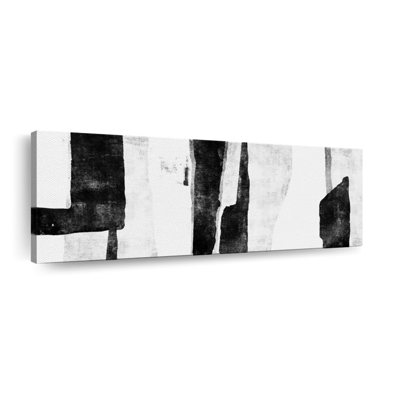 Blanc à noir abstrait II, H 15 po x l 45 po x P 1,25 po