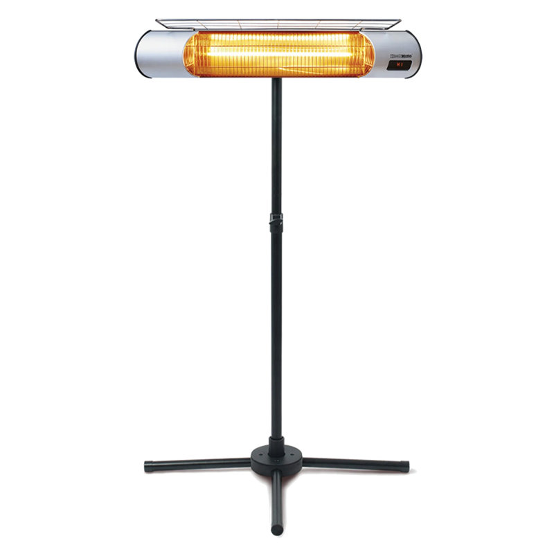 Chauffe-terrasse en graphite résistant aux intempéries avec support et télécommande Sengoku HeatMate, Argent