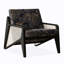 Fauteuil Mid-Century en rotin de bois massif, fauteuil d'appoint en tissu jacquard brun pour le salon
