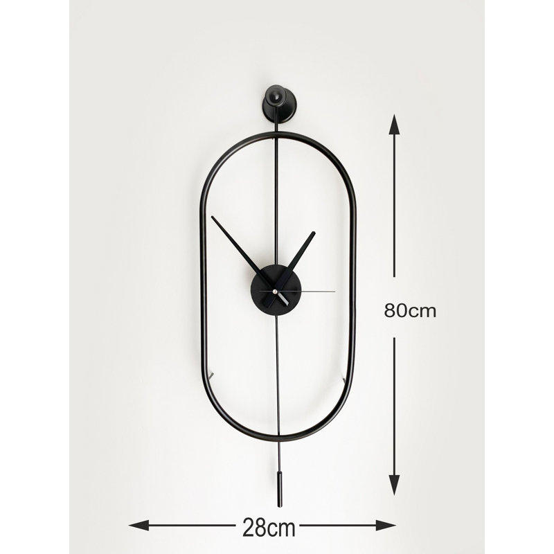 Elegant Decorative Metal Wall Clock, Black, 11.0 x 31.5 x 2.8 inches | 100% Durable Metal Construction, Lightweight at 5.5 lbs | Perfect for Modern Home Decor & Office Spaces, Stylish and Functional Design