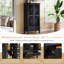 Armoire de rangement de 55 po de hauteur avec tiroir et 2 portes décoratives en bois sculpté avec pieds en bois massif-363872615