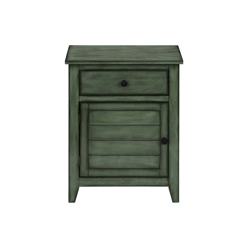 End Table, Nightstand, Storage Drawer, Side Table, Bedroom, Lamp, Storage, Transitional, Green