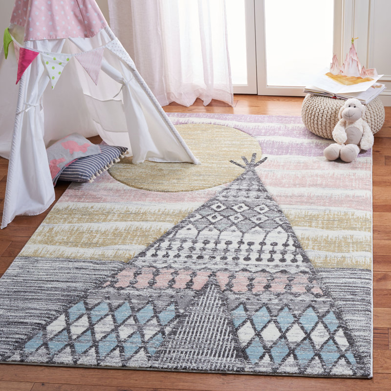 Tapis gris / rose Highland Creek, Rectangle 8 pi x 10 pi
