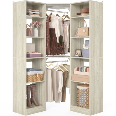 Système de rangement de coin avec 12 tablettes, système de rangement de coin de 39,2 po avec 2 tringles de suspension