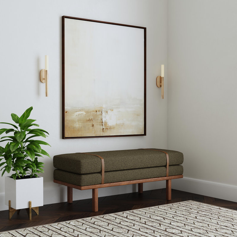 Banc rembourré Azayvion avec base en bois, Marron foncé