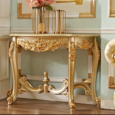 Table d'entrée de style européen en bois massif sculpté