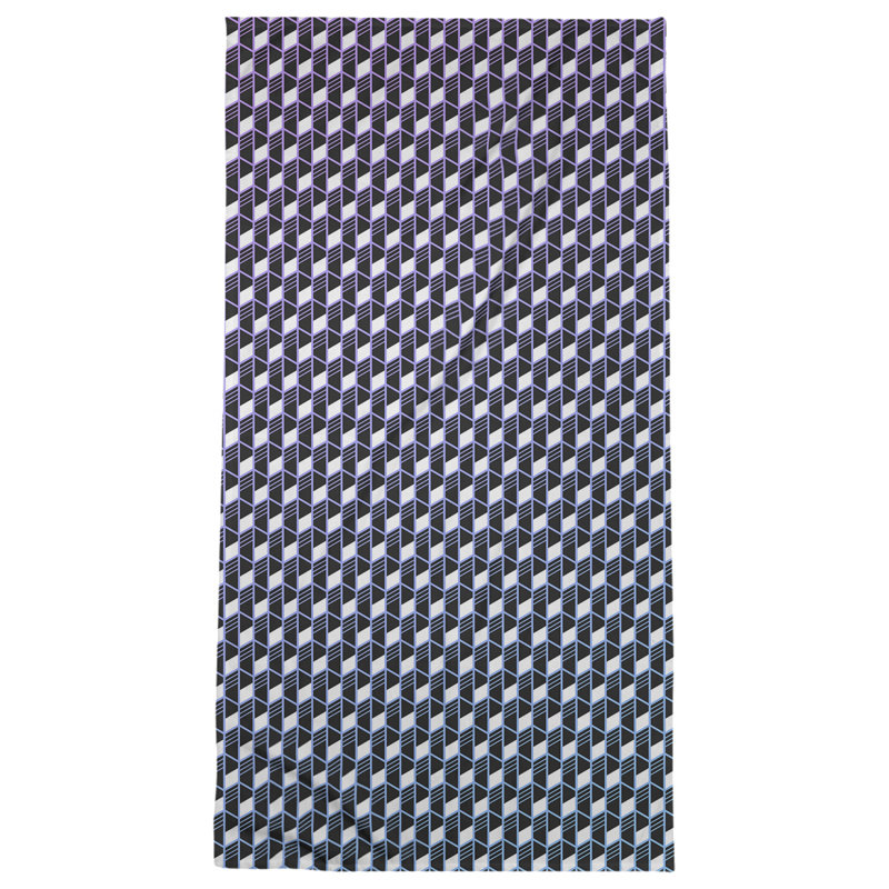 Serviette de bain à rayures géométriques classique, Mauve / Bleu