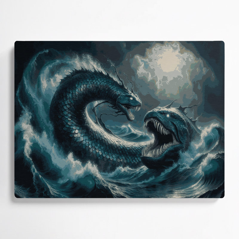 SciFi Leviathan sea monster Gray Metal Wall Art, 20" H x 30" W x 0.05" D