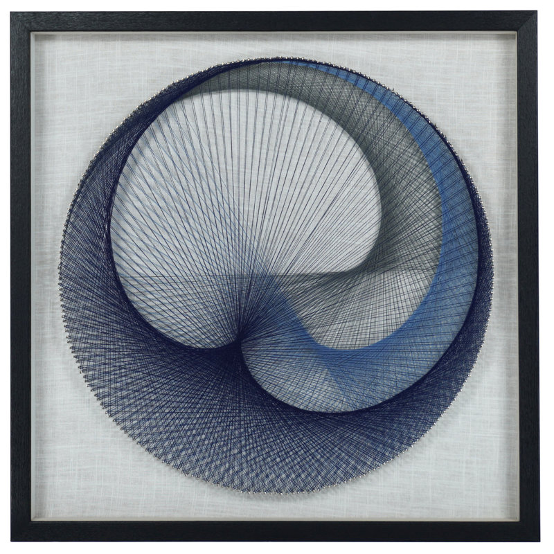 Abstract Blue String Art Shadow Box Wall Decor