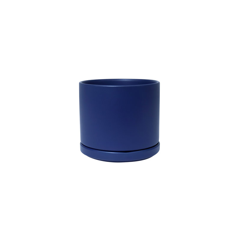 Pot de fleurs en céramique Cheryl, H 14,5 po x l 15,75 po x P 15,75 po, Bleu