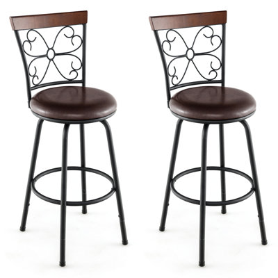 Althelia Swivel Upholstered Adjustable Height Counter Stool with Solid Wood Frame