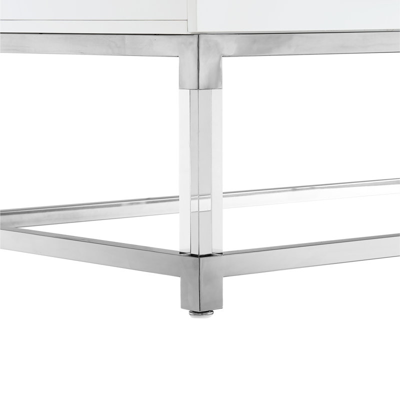 Ensemble de tables basses 2 pièces Ungar, Chrome, Blanc