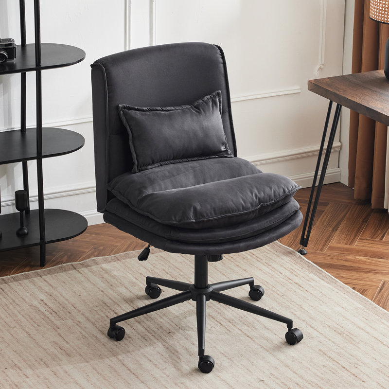 Chaise de bureau rembourrée sans accoudoirs, Noir
