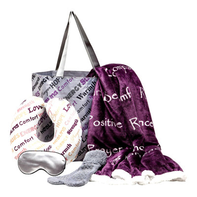 Warm Hugs Healing Comfort Gift Set: Cozy Blanket, Neck Pillow, Tote Bag, Socks - Thoughtful Care Package for Cancer Patients, Hospital Stays, and Wellness