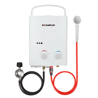 Camplux 1.32 GPM 34,000 BTU Outdoor Portable Propane Tankless Water Heater, White