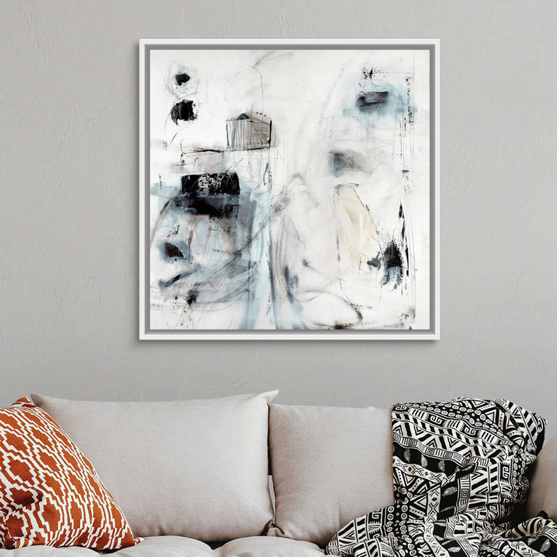 «Just a Minute» par Jodi Maas, reproduction d'art graphique sur toile, H 38 po x l 38 po x P 1,75 po, Cadre flottant blanc