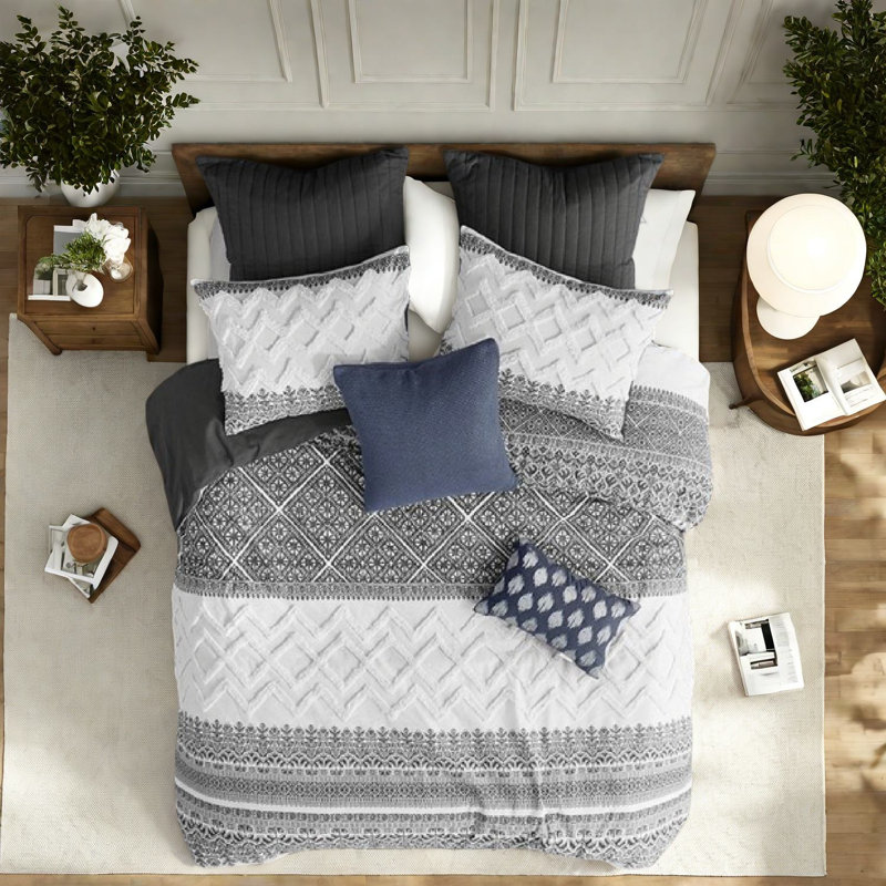 Ensemble de literie en coton Farmhouse, housse de couette 3 pièces avec capitonnage en chenille