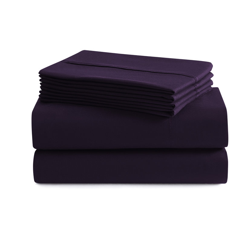 Ensemble de draps luxueux en microfibre douce avec taies d'oreiller en prime, Mauve