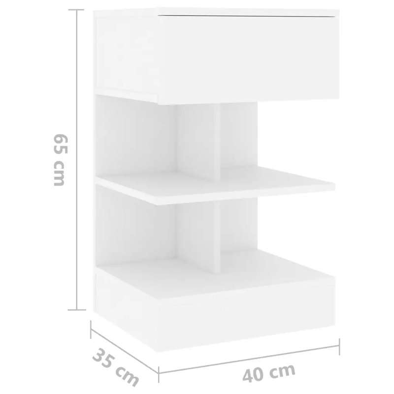 Gilliane Bedside Cabinet 40x35x65 cm Engineered Wood, White, White, Individual