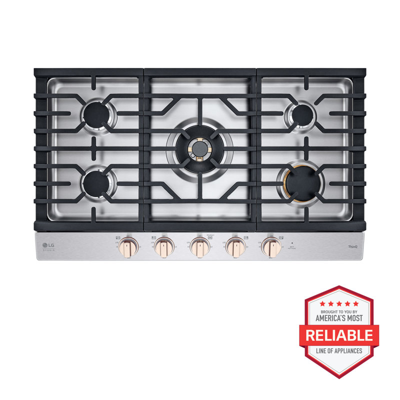 36" Natural Gas Cooktop with 5 Burners, Essence White