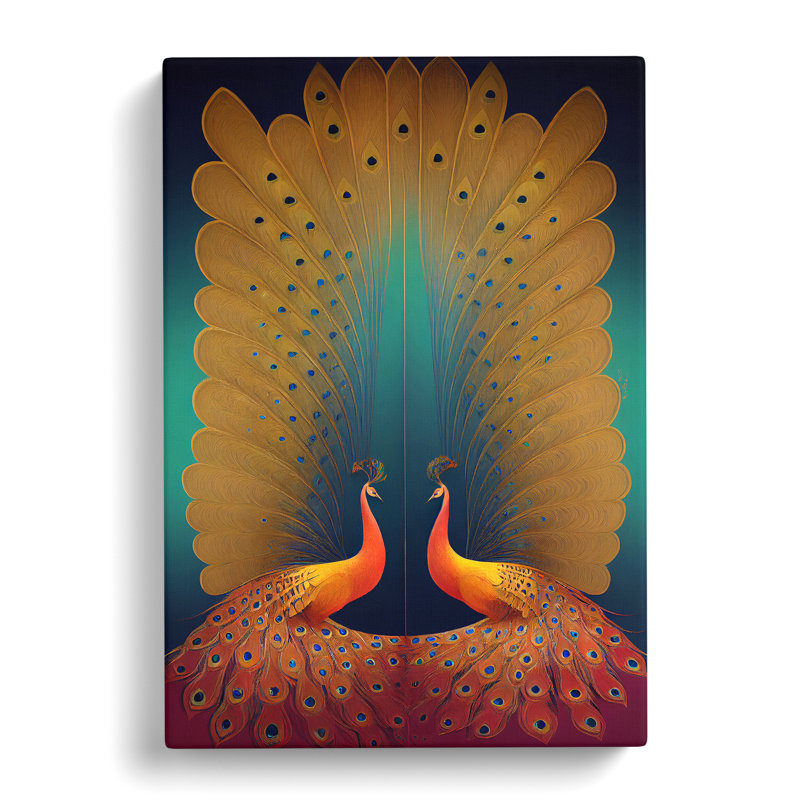 Striking Peacock Art No.1 - Wrapped Canvas Print, 50cm H x 35cm W x 3cm D