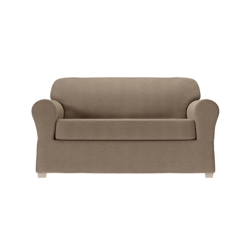 Housse extensible pour canapé à coussins carrés, Mélange de polyester brun, H 34 po x l 73 po x P 38 po