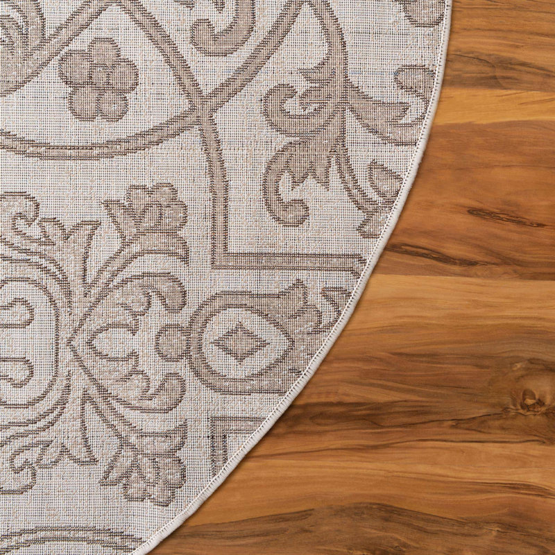 Tapis oriental beige foncé Derby, Rond 6 pi