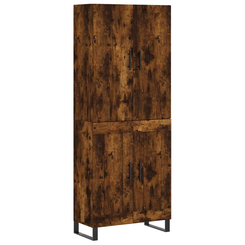 Mirande Highboard 69.5 x 34 x 180 cm Engineered Wood, Smoked Oak