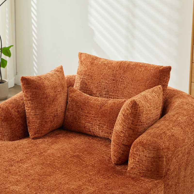 Upholstered Chaise Lounge, Orange