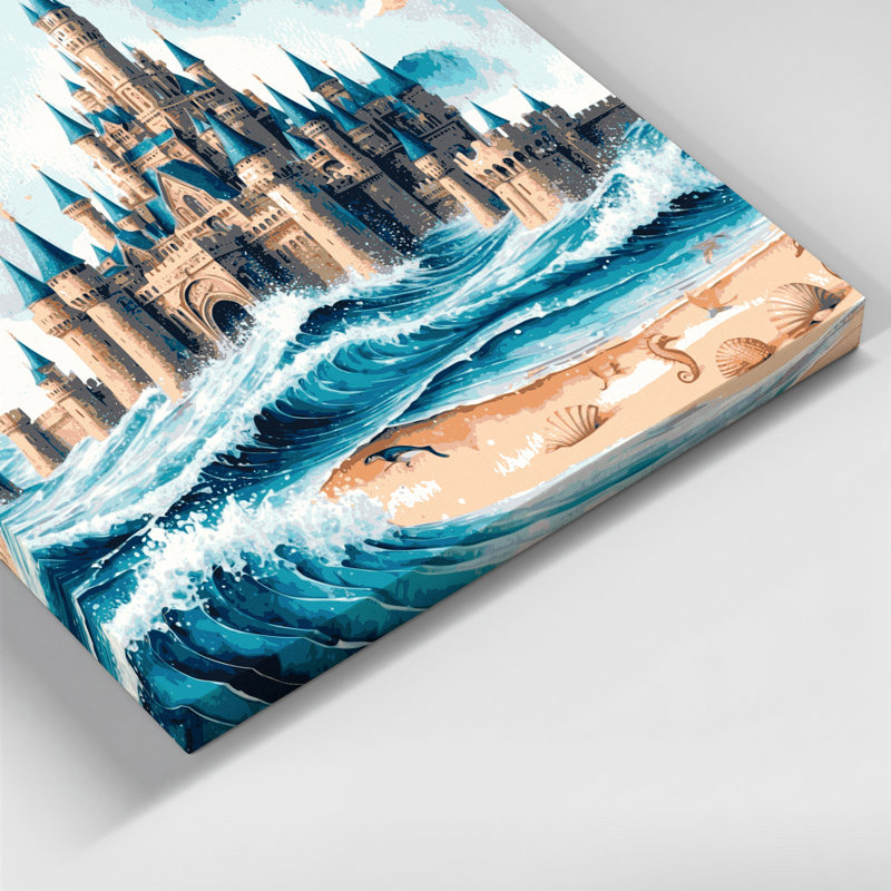 Coastal Sandcastle Kingdom White Canvas Wall Art, 11" H x 14" W