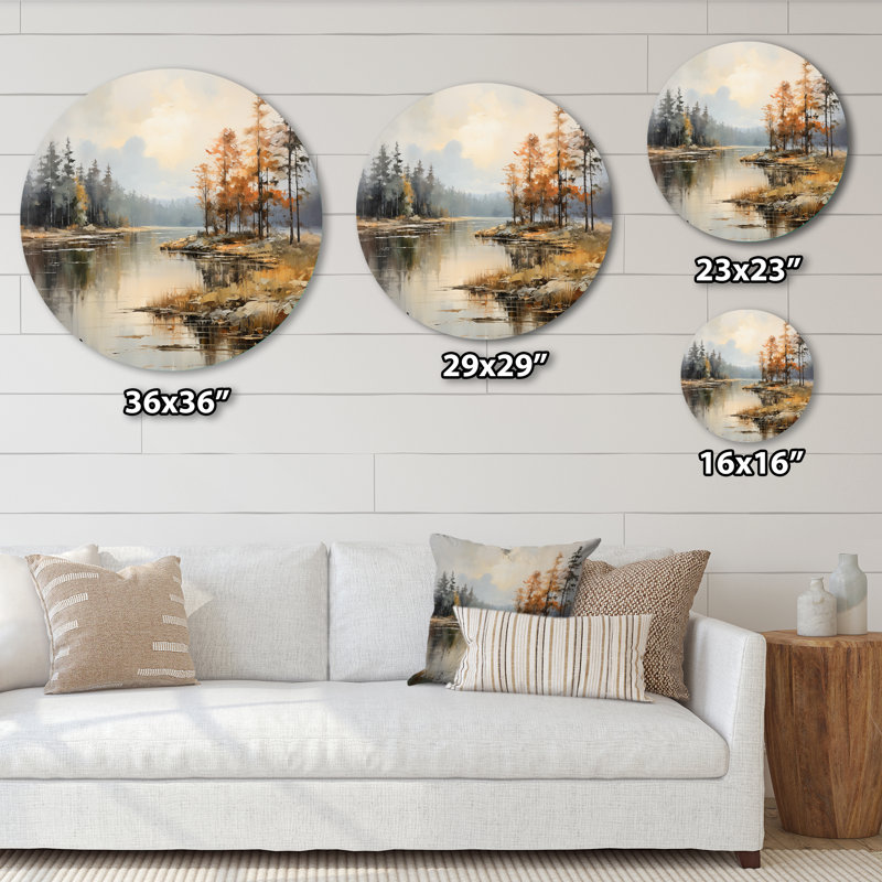 Art mural rond en métal Creasey - Paysages, H 36 po x l 36 po