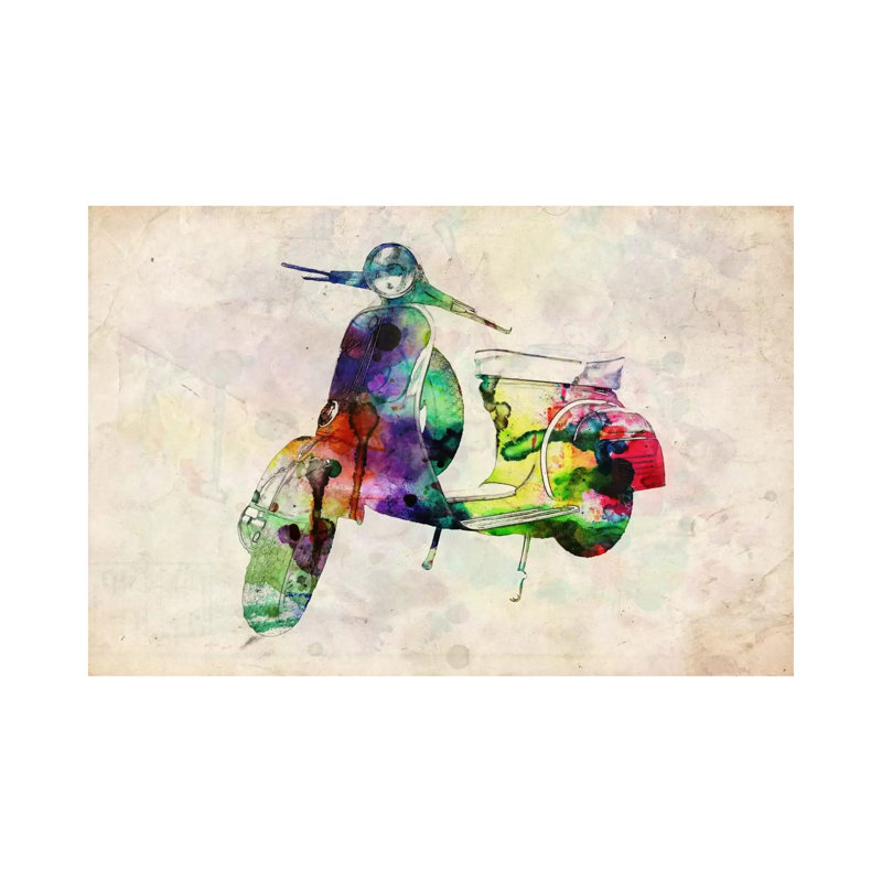 Scooter Vespa (Urban) by Michael Tompsett - Wrapped Canvas Painting, 66.04 cm H x 45.72 cm W x 1.91 cm D