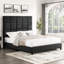Lit tapissier contemporain de grande taille avec lit gris foncé et tissu