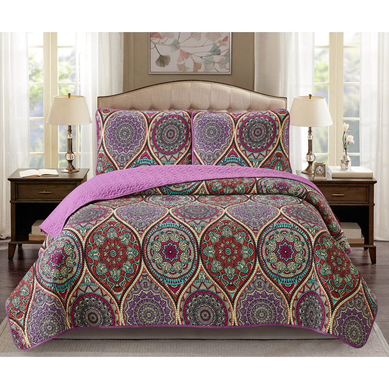 Odstanus Polyester Damask Quilt, Twin Quilt + 1 Standard Sham